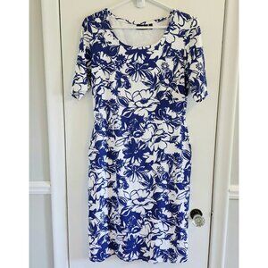 MDS California Size Small Blue And White Floral Short Sleeve Dress